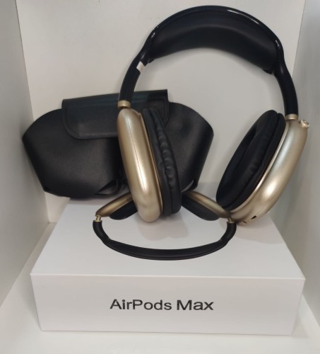 1380-1382-Fone De Ouvido AirPods Max S/ Fio Bluetooth 1 Linha Qualidade Top - Black/Dourado 