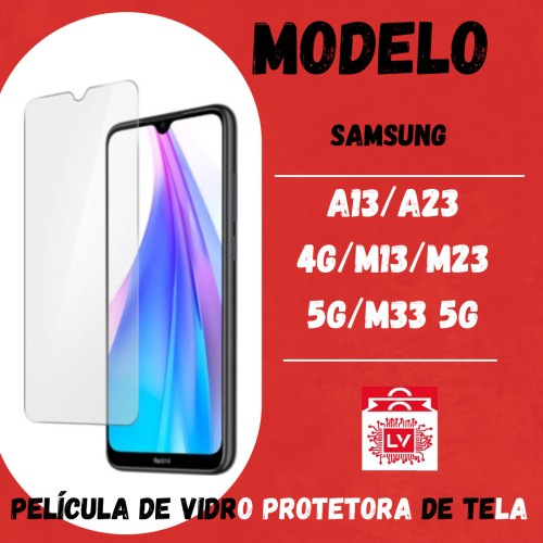 1463-0-Película Protetora De Vidro Normal Samsung A13 / A 23 4G / M13 / M23 5G / M33 5G