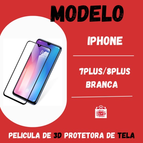 1640-0-Película 3D IPhone 7Plus / IP 8 Plus Branca