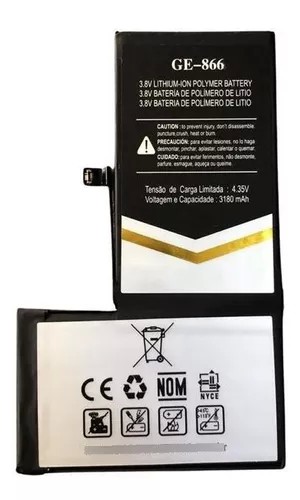 847-1661-Bateria Gold Edition Ge-866 Capacidade 3180 MAh Para iPhone XS Max A2101 A2102 A1921