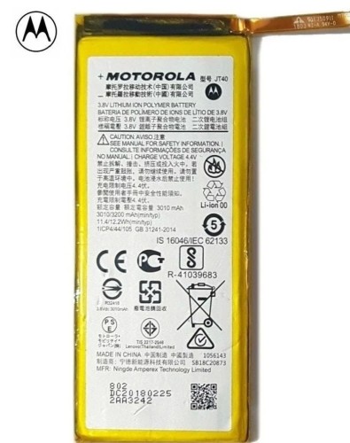 105-1742-Bateria Motorola Moto G6 Plus XT-1926 Modelo JT40 Capacidade: 3010 / 3200 mAh