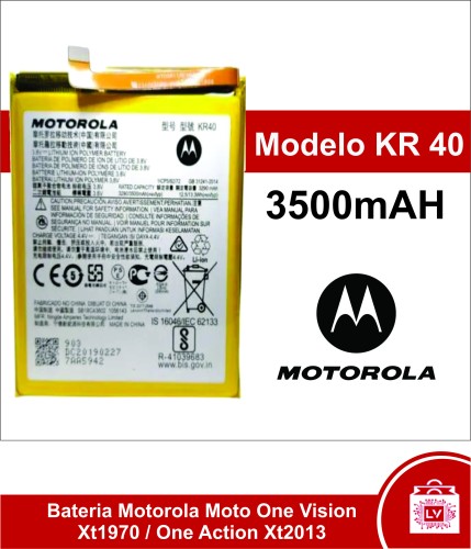 192-1748-Bateria Motorola Moto One Vision XT-1970 /  One Action XT-2013 Modelo KR 40 Capacidade 3500mAH