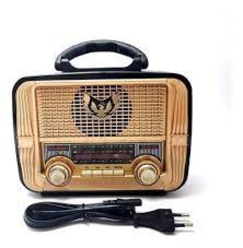 2084-1876-Caixa de Som Rádio Ecopower Retrô Ep-f240B Bluetooth Am Fm Usb Portátil Cor Dourado