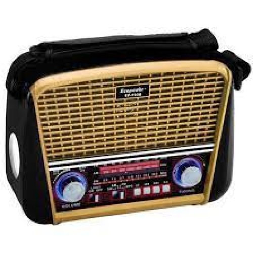 2085-1877-Caixa de Som Ecopower Rádio Retrô EP-F93B Bluetooth Am Fm Usb Portátil Cor Dourado