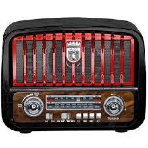 702-1885-Caixa de Som Ecopower Rádio Retrô EP-F95B Bluetooth Am Fm Usb Portátil Cor Vermelho
