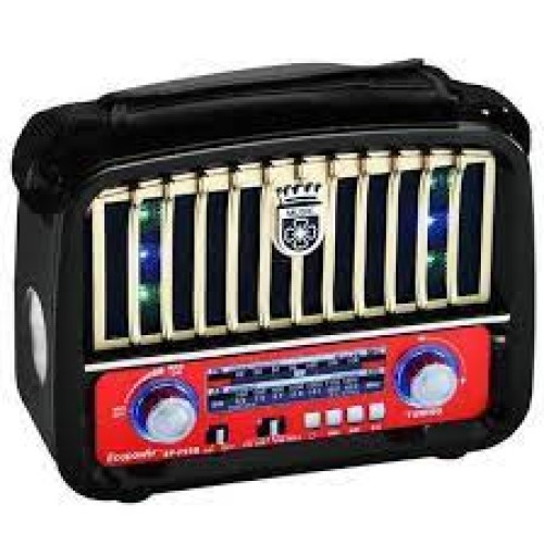 702-1886-Caixa de Som Ecopower Rádio Retrô EP-F95B Bluetooth Am Fm Usb Portátil Cor Dourado