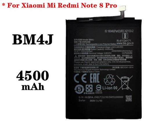 1914-2092-Bateria Xiaomi Redmi Note 8 Pro Bm4j Capacidade 4500 mAh