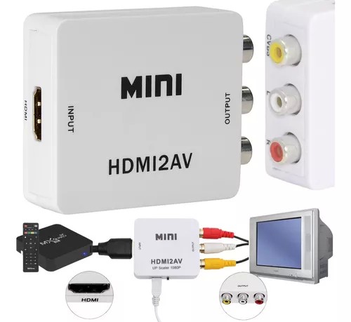2320-0- Adptador Conversor Mini HDMI2AV Com Saída P2 De Áudio 