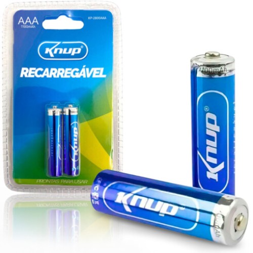 2321-0-Pilha Recarregavel AAA 1100 mAh 2 unidades KNUP - KP-2800AAA